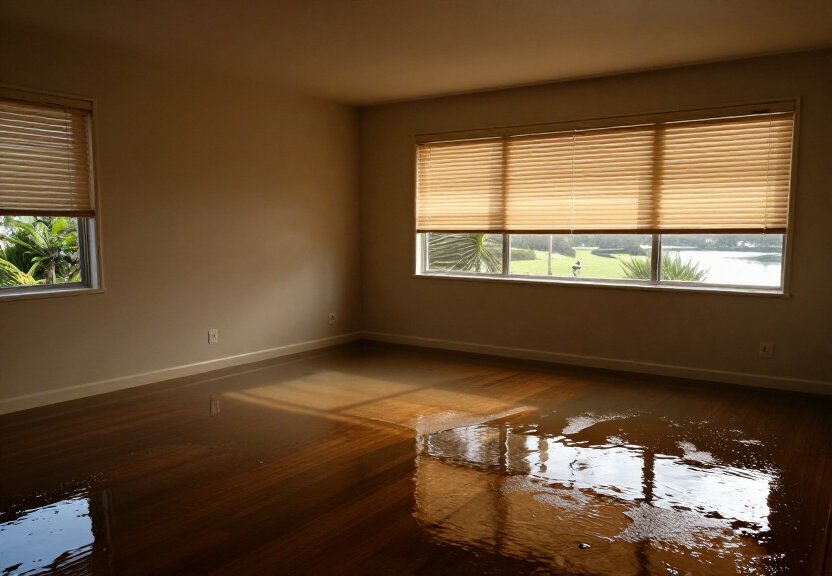 Water-damaged office in Waverley before restoration